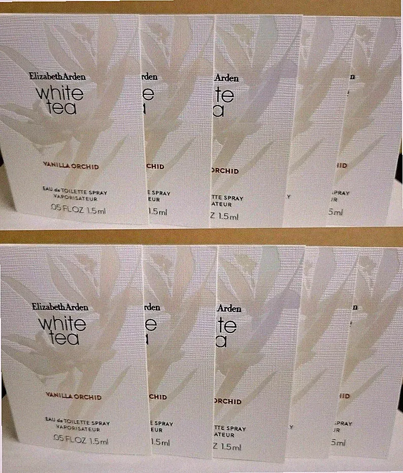 10-PACK ELIZABETH ARDEN White Tea VANILLA ORCHID Eau de T Spray .05oz/1.5ml ea