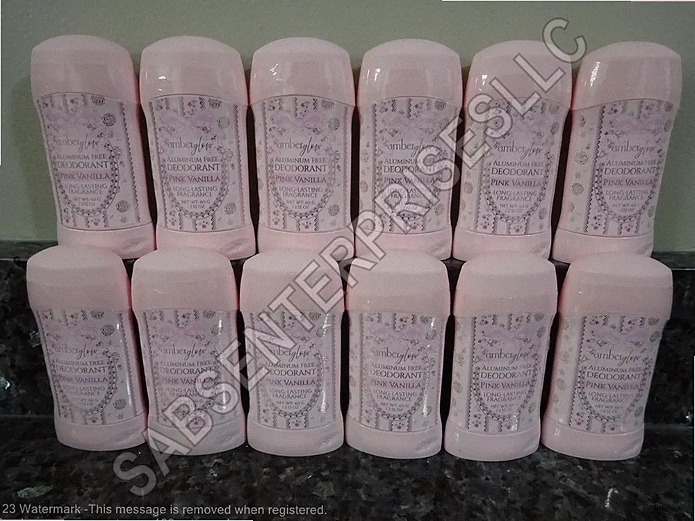 12 Amber Glow PINK VANILLA Scent Aluminum Free Solid Deodorant 2.12 oz. NEW