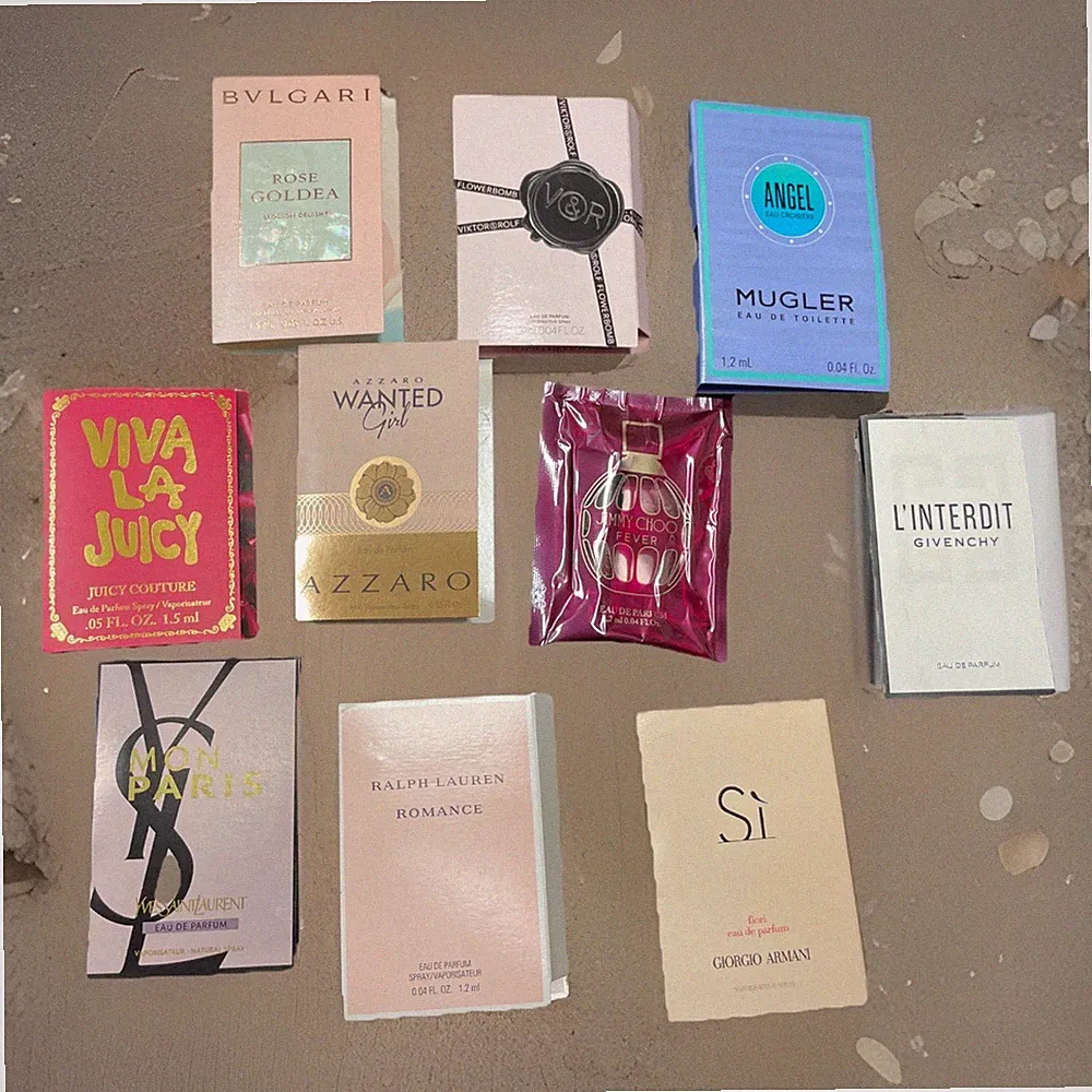 ✨ 12 Designer Perfume Samples – Cartier, Mugler, Armani, YSL, Flowerbomb ✨