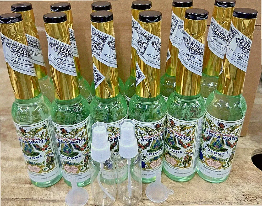 12-Florida Water Agua Florida Cologne Plastic Bottles 7.5 fl. FREE TRAVEL SPRAY