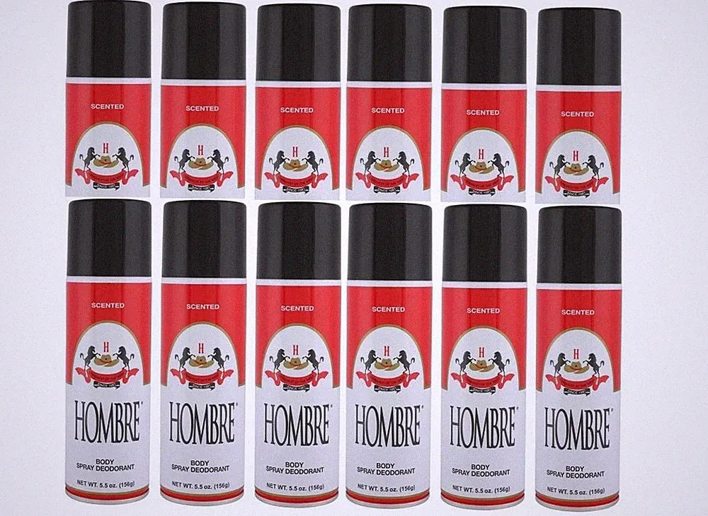 12 Pack - Hombre Red Deodorant Body Spray For Men 5.5oz/156g