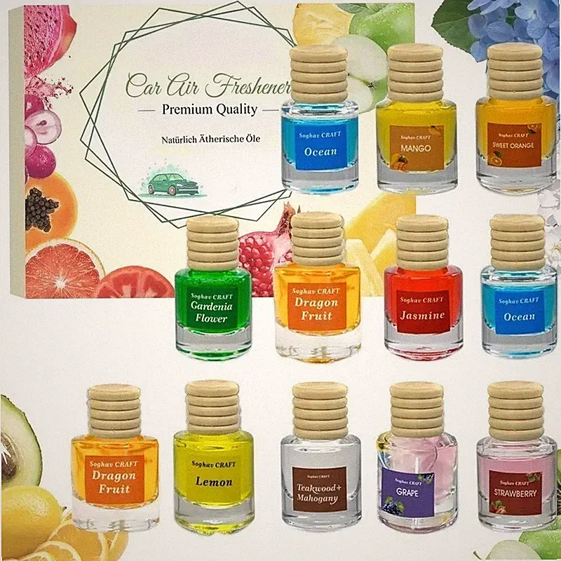 12 Pcs Car Air Freshener Hanging Diffuser Bottles Refillable Perfume - 8ml