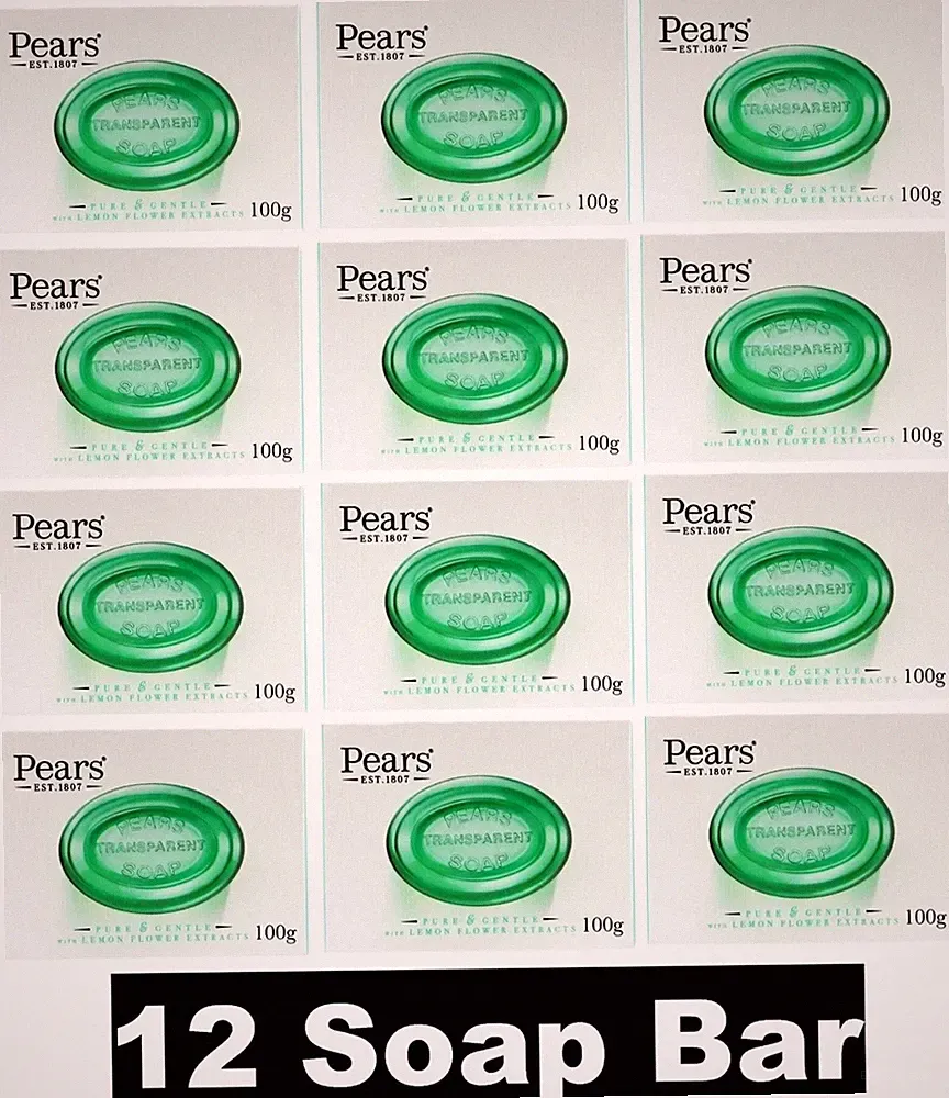 12 x PEARS 100g TRANSPARENT SOAP BAR PURE & GENTLE LEMON FLOWER EXTRACTS NEW