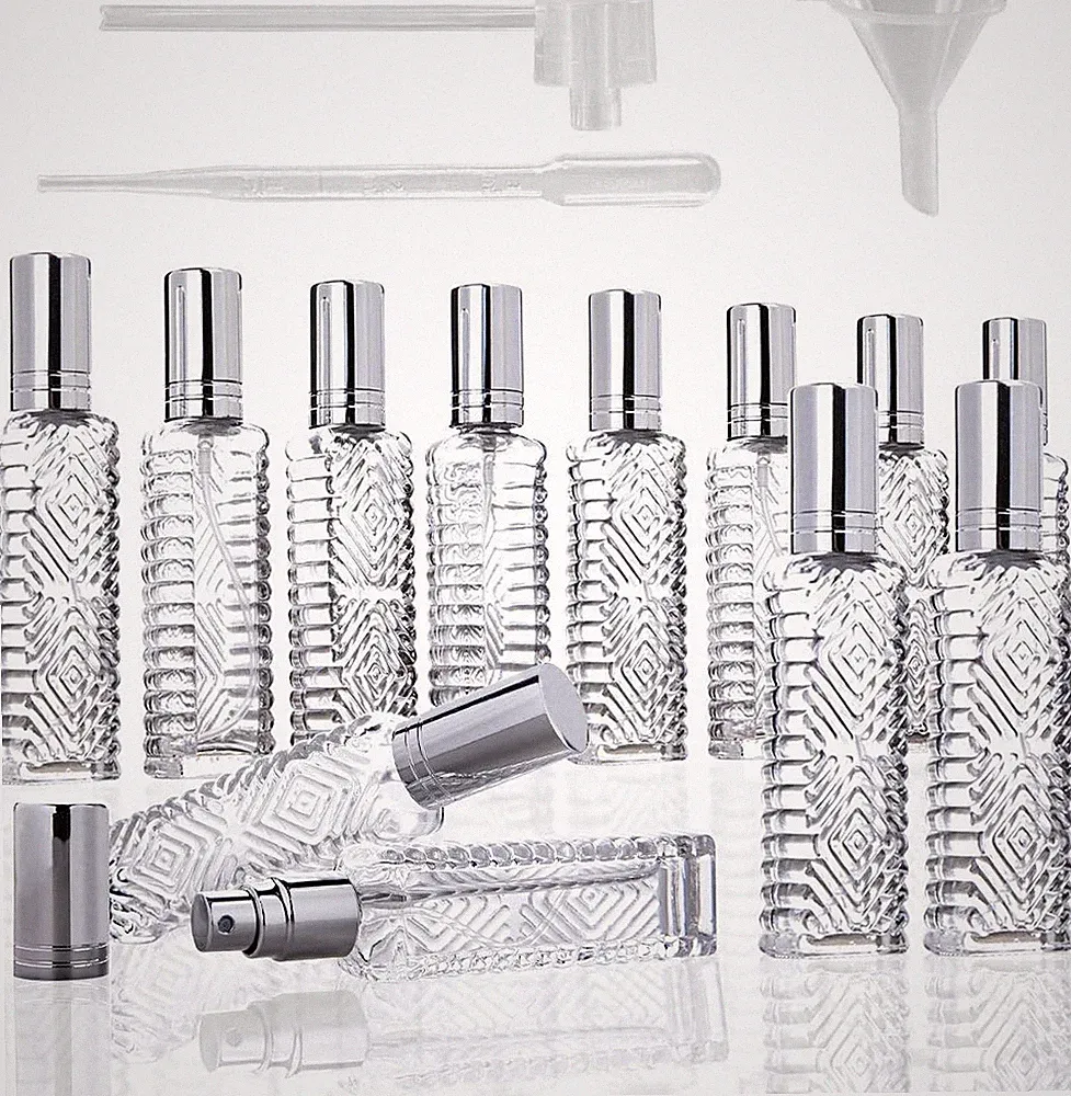 12Pcs Perfume Bottles Empty Clear Glass Atomizer Spray Bottles Empty Refillable