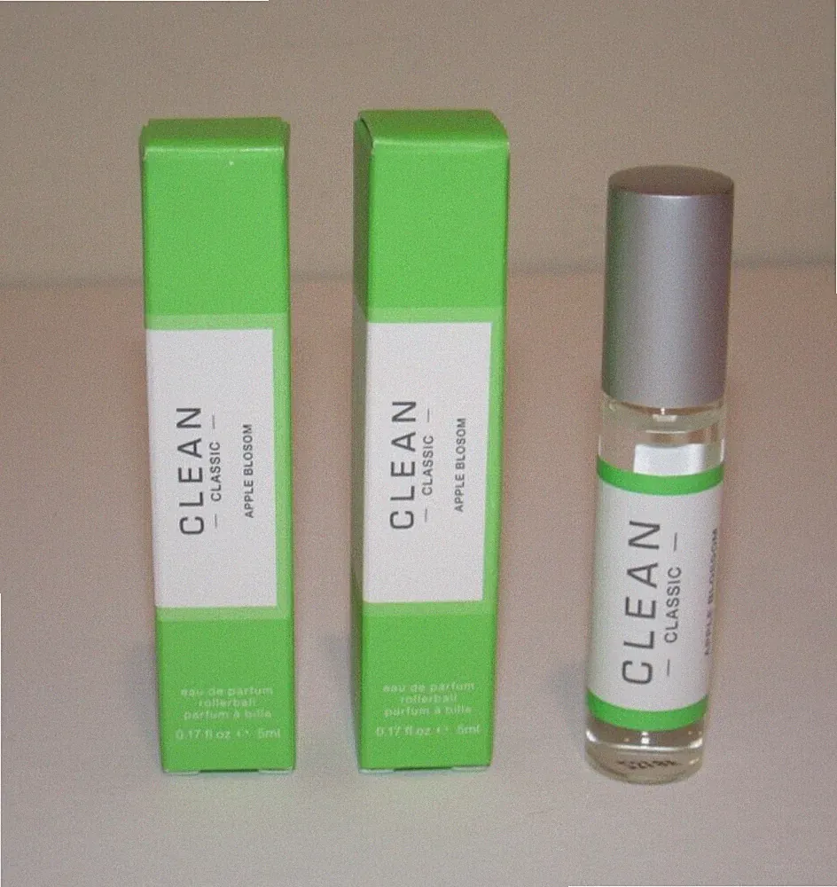 2 Clean Classic Apple Blossom Eau de Parfum 0.17 Oz 5 mL Each Perfume Rollerball
