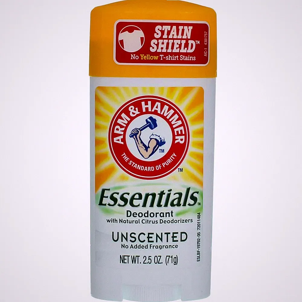 2 Pack Arm & Hammer Essentials Deodorant Solid, Unscented, 2.5 oz