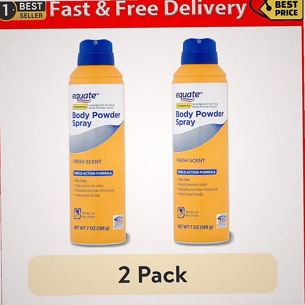 (2 Pack) Equate Body Powder Spray, Fresh Scent, 10 Oz