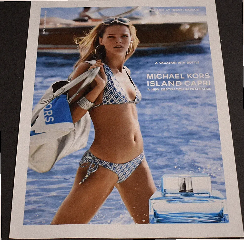 2008 Print Ad Sexy Lady Feminine Blonde Fashion Michael Kors Bikini Fragrance AT