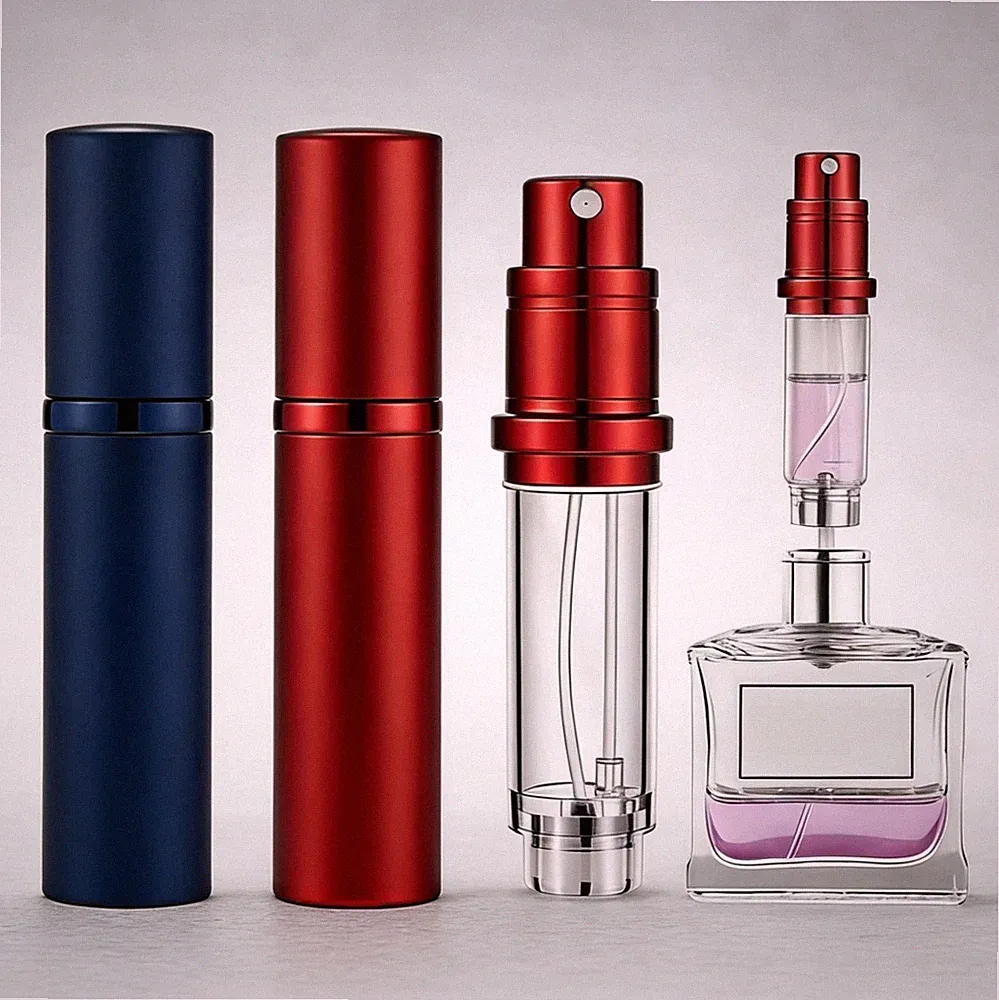 2pcs 5ml Bottom Filling Perfume Atomizers Travel Spray Bottles Metal Scent Pump