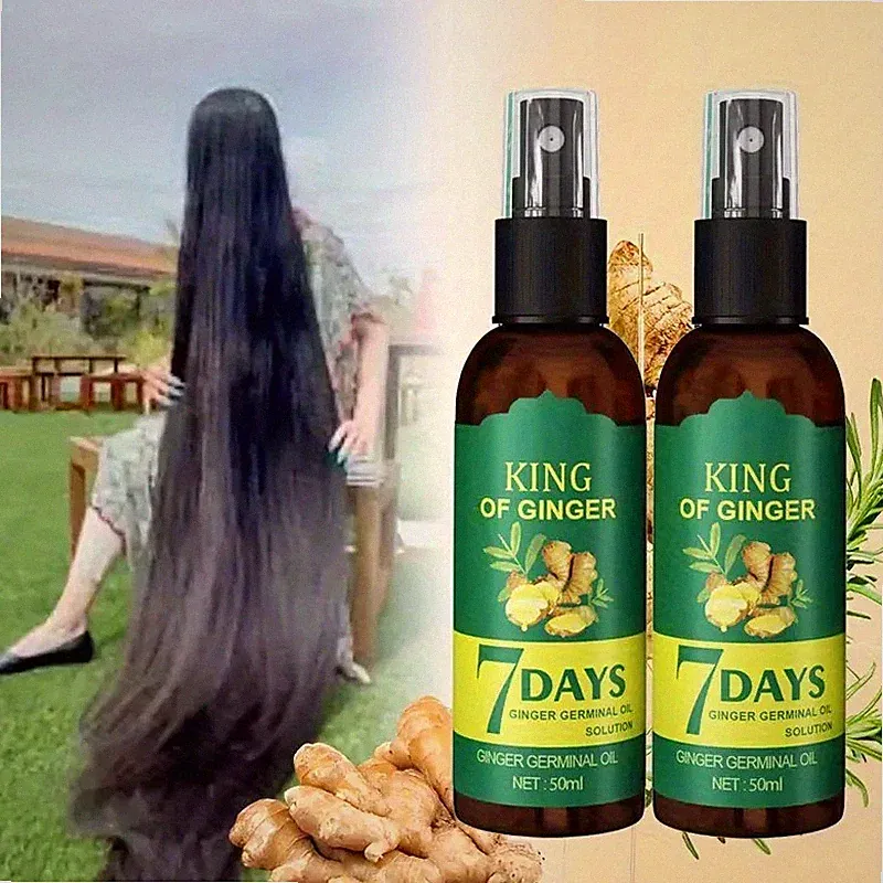 2PCS Ginger Hair Oil & Biotin Hair Serum 7-Day Ginger Nourishing Scalp Germinal