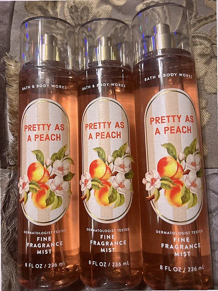 3 Bath & Body Works PRETTY AS A PEACH Fine Fragrance Mist Spray 8oz NEW