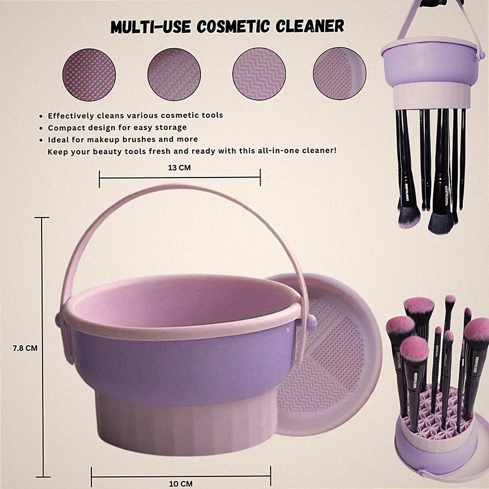 3-in-1 Silicone Makeup Brush Cleaner Bowl – Wash, Dry, and Store Brushes Easily