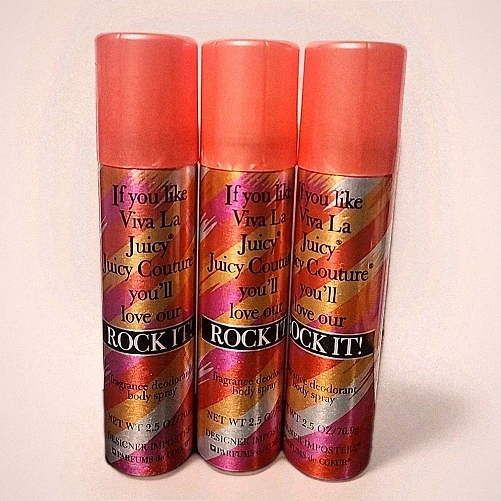 💖 3-Pack Designer Imposters Rock It! Body Spray 2.5oz Women Perfume Mist NEW 🌸