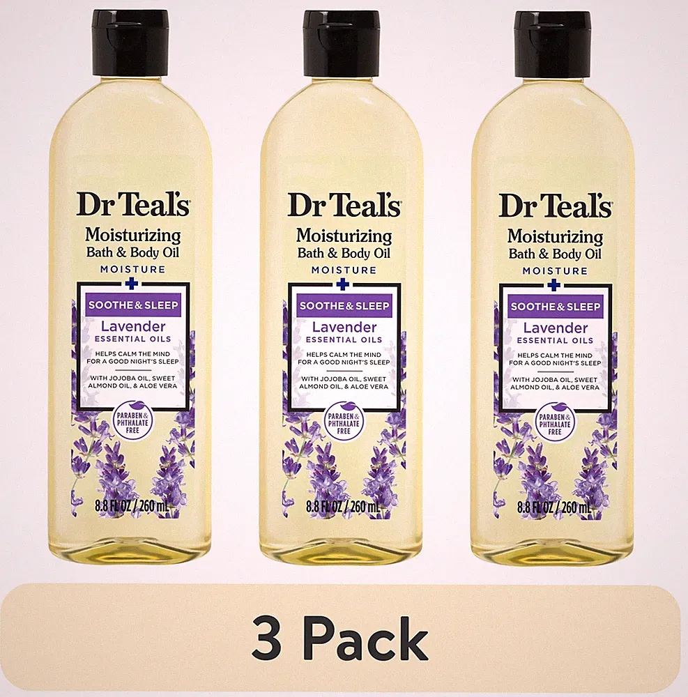 (3 Pack) Moisturizing Bath and Body Oil, Soothe & Sleep with Lavender Essential