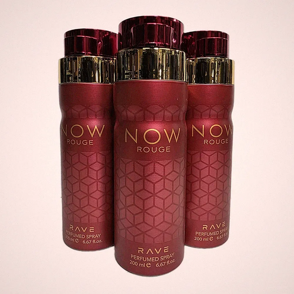 3 Pack, Rave Now Perfume Body Spray Now Rouge Warm Spicy Scent 6.67 Fl.oz 200ml