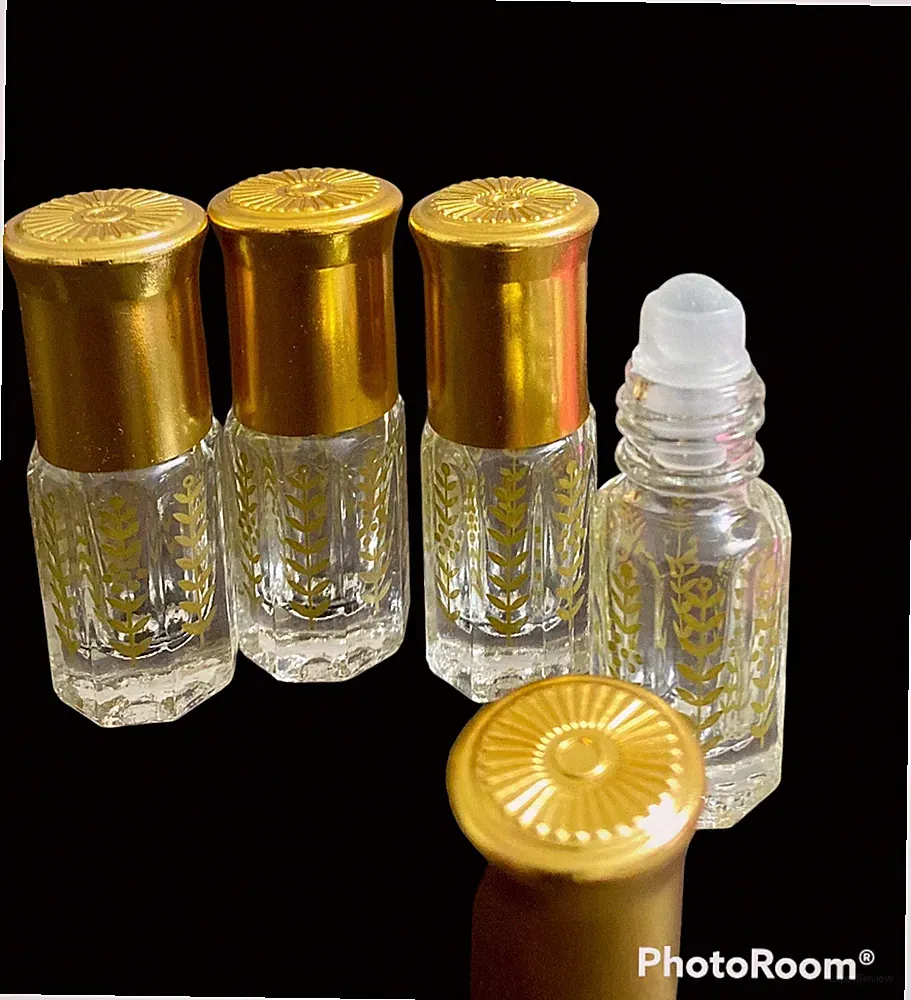 3ml Empty Glass Roll-On Atomizer Travel Attar Essential Oil Perfume Bottle 4 pcs