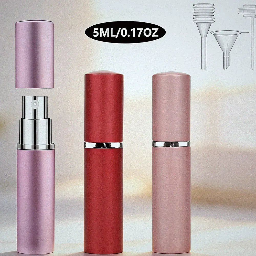 3pcs 5ml Electroplated Aluminum Perfume Atomizer Refillable Mist Sprayer Bottles