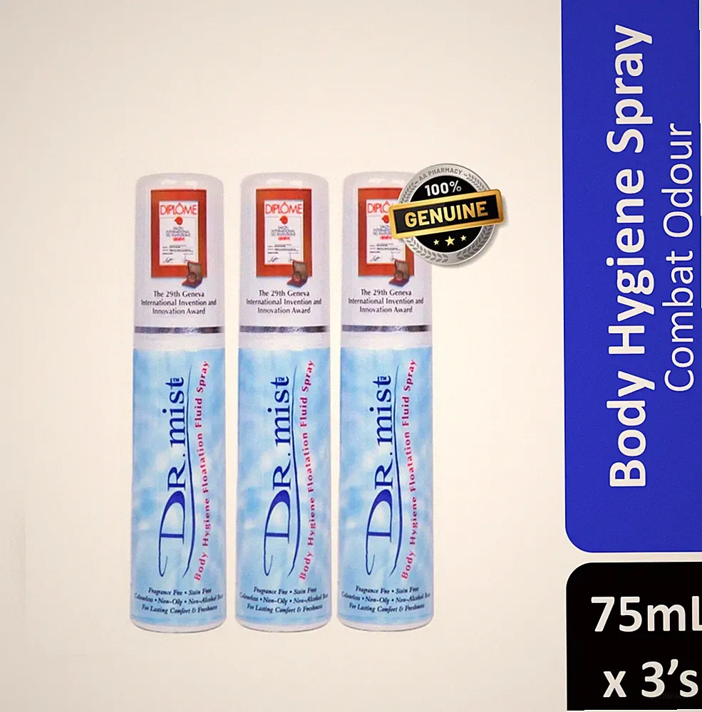 3x DR MIST Natural Aluminum Free Deodorant Spray Removes Body Odor 75ml FSHIP