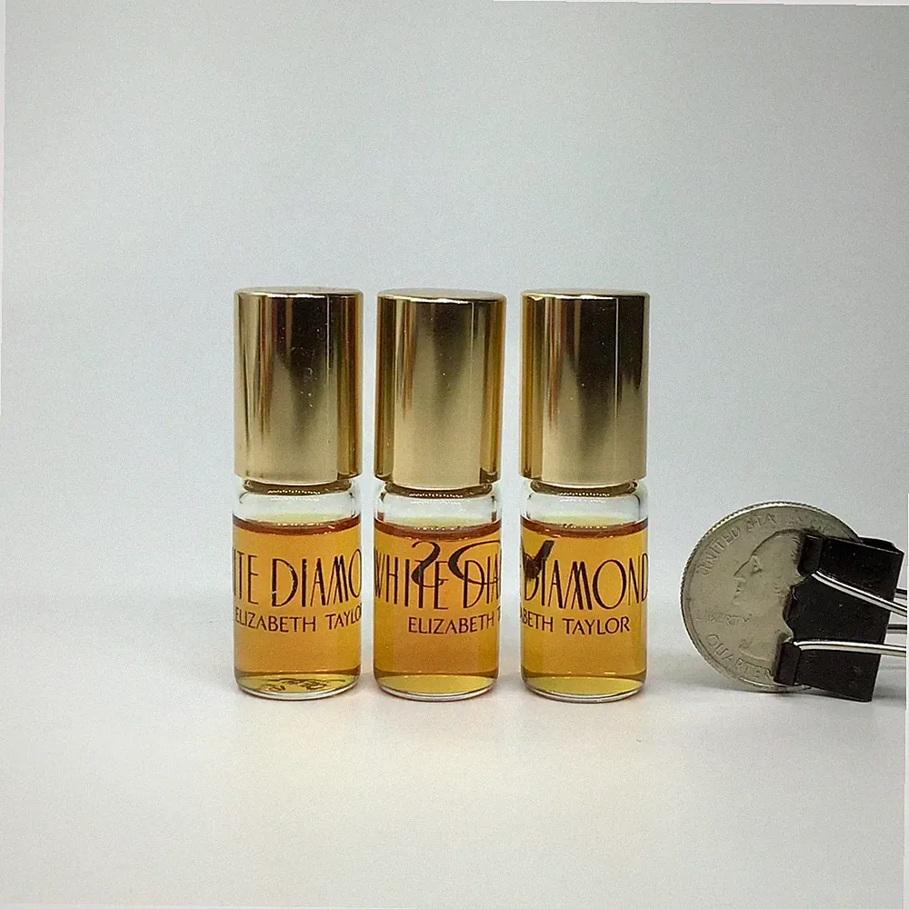 3x Elizabeth Taylor WHITE DIAMONDS Mini Rollerball Perfume - 3ml / .1 fl oz each