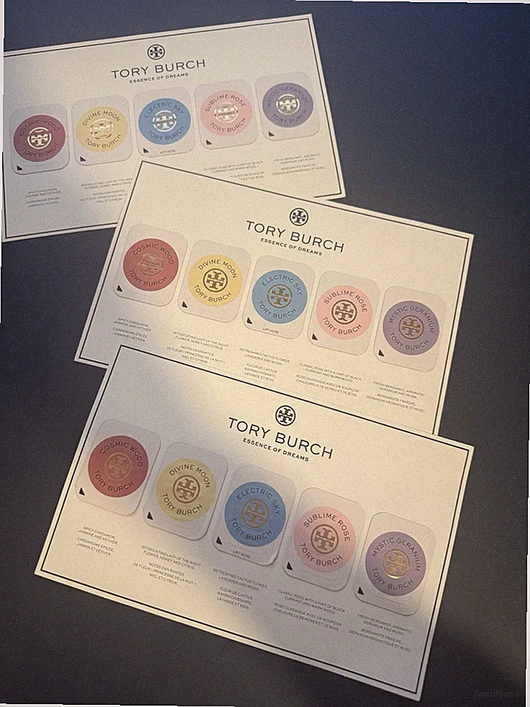 3x Tory Burch Essence Of Dreams Eau de Parfum Perfume Samples 5 On Card Cosmic