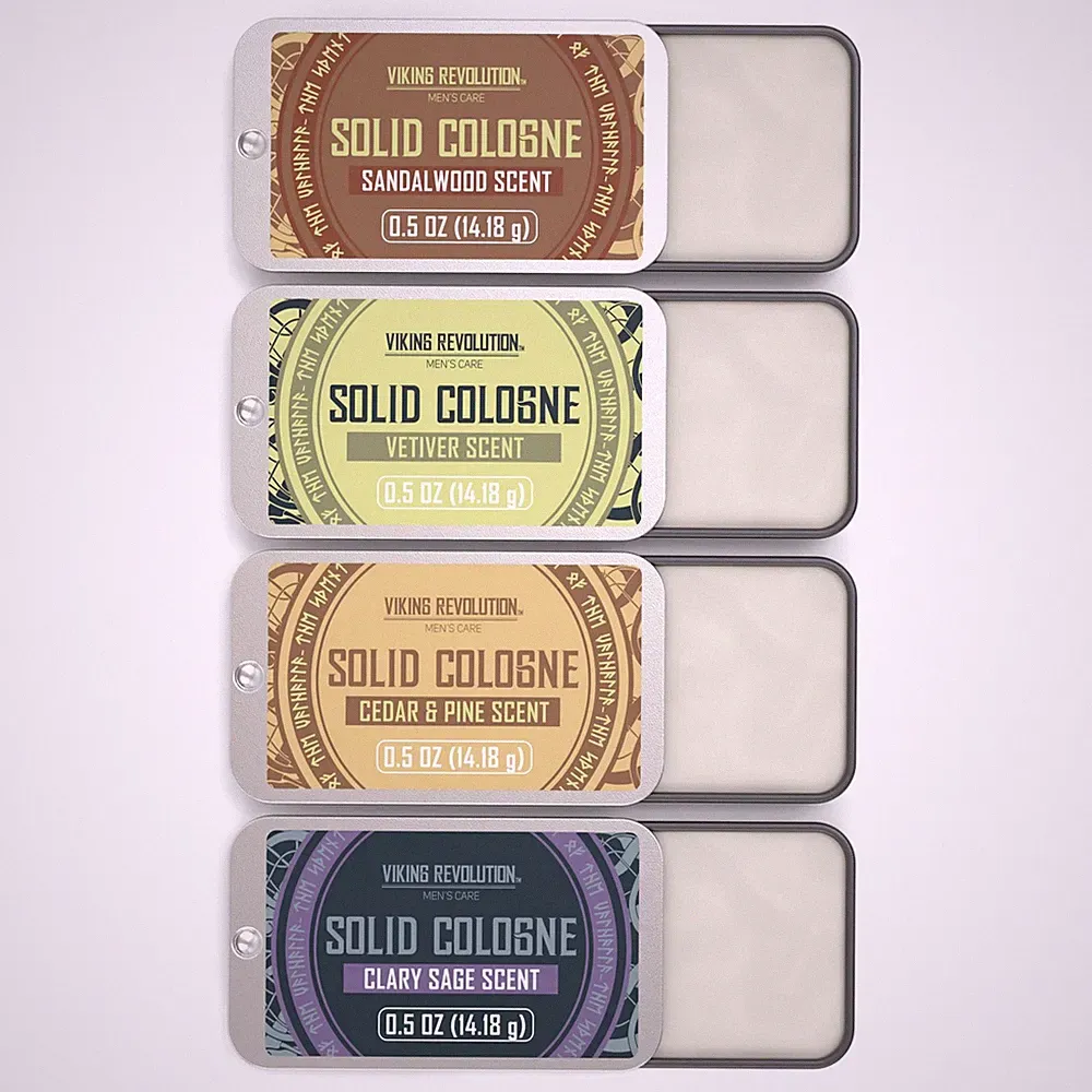 4 Pack Mens Solid Colognes 0.5 Oz - Men Solid Perfume with Cedar Wood, Clary...