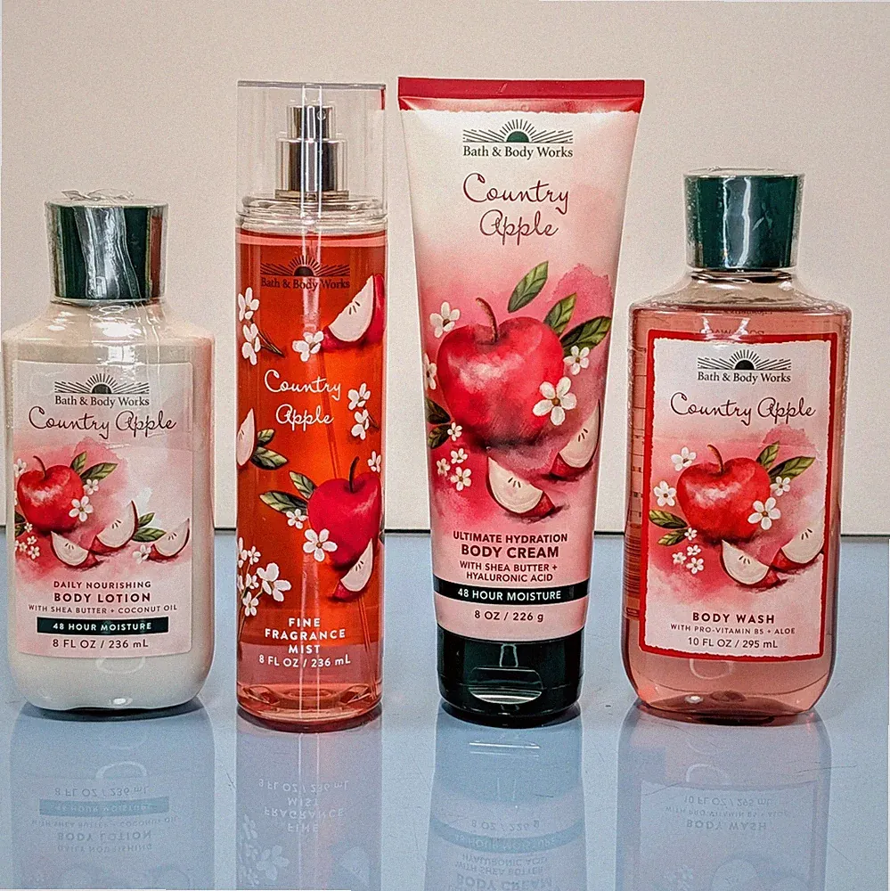 4 Pc Gift Set Country Apple Bath & Body Works Cream Fragrance Mist Discontinued