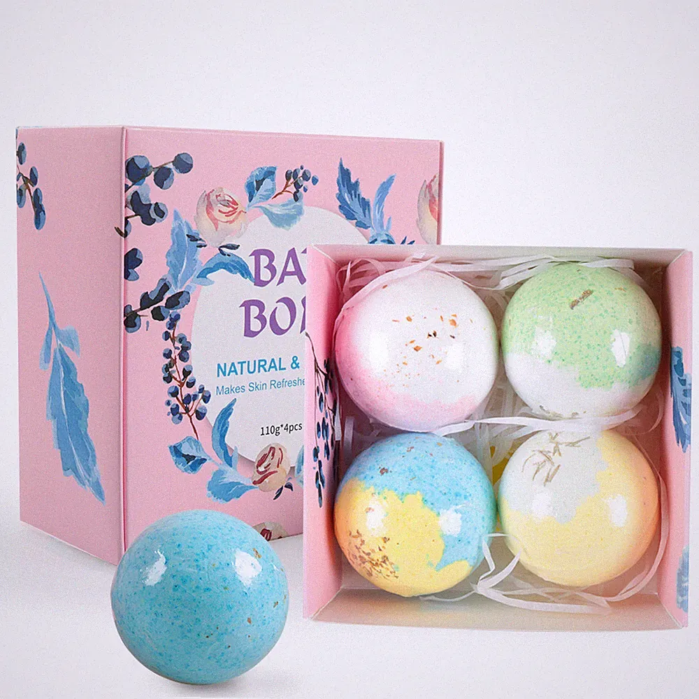 4 Pcs Bath Bombs Set Scented Assorted Fragrance Bath Bombs Spa Luxury Gift Set