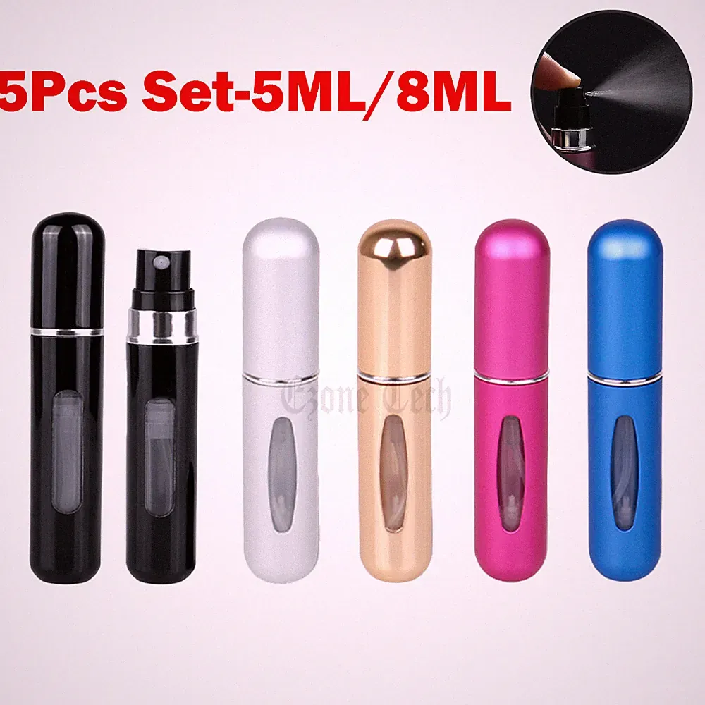 5 PCS Mini Travel Perfume Atomizer Bottle Portable Spray Pump Case Refillable