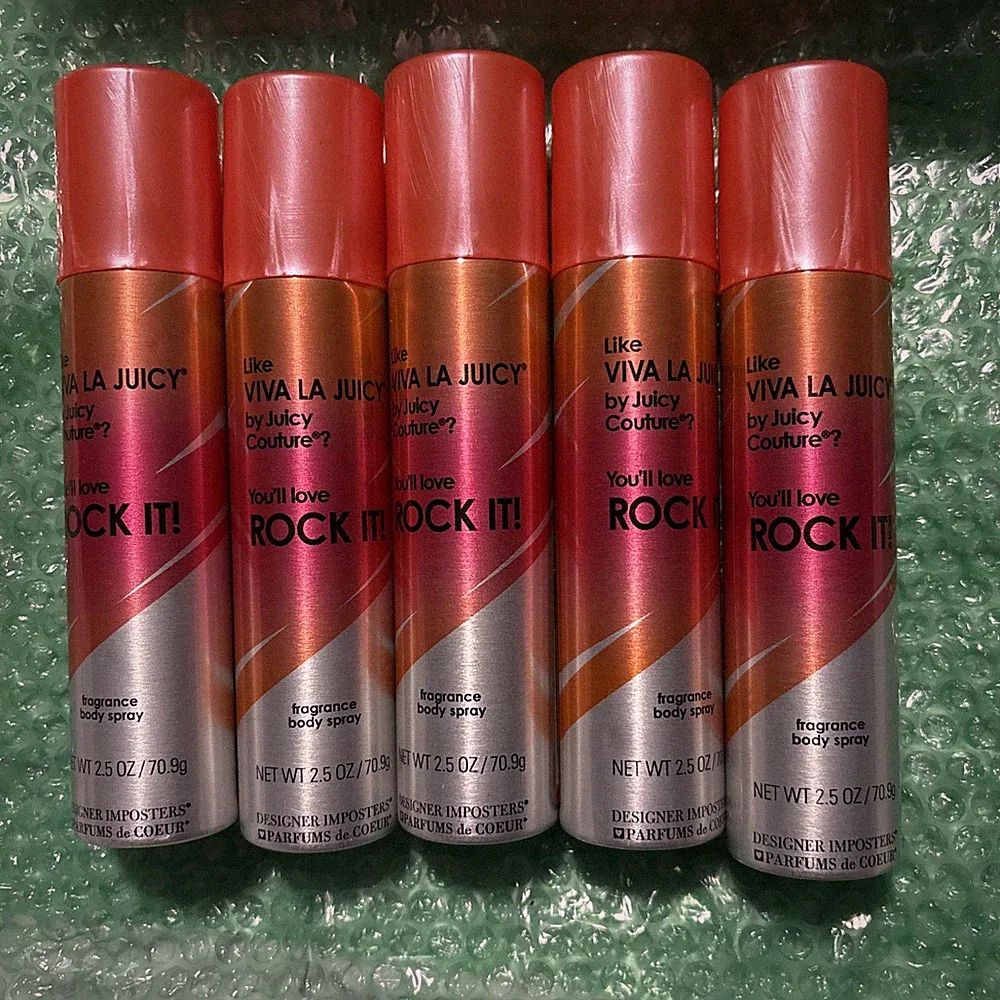 5 X Designer Imposters Rock It! Body Spray 2.5oz Women Perfume Mist NEW