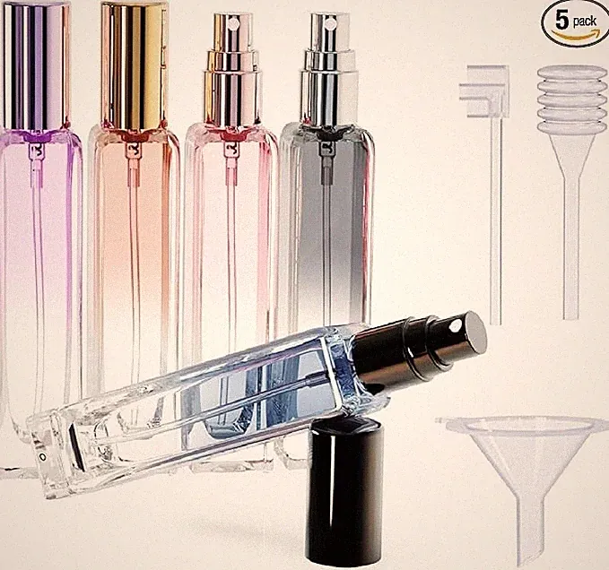 5PCS 10ml Refillable Travel Perfume Atomizer Bottles,Mini Empty Colorful Cologne