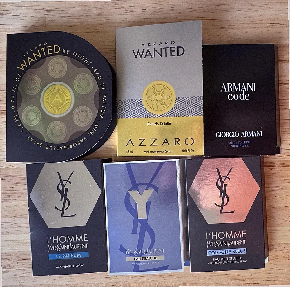 6 Men’s Perfume Samples. Designer Brands. Assorted