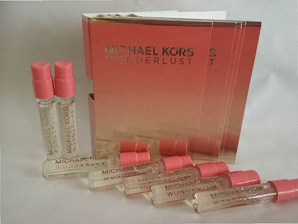 6 Michael Kors Wonderlust Perfume EDP .05 oz Sample Travel Spray Vial w Cards