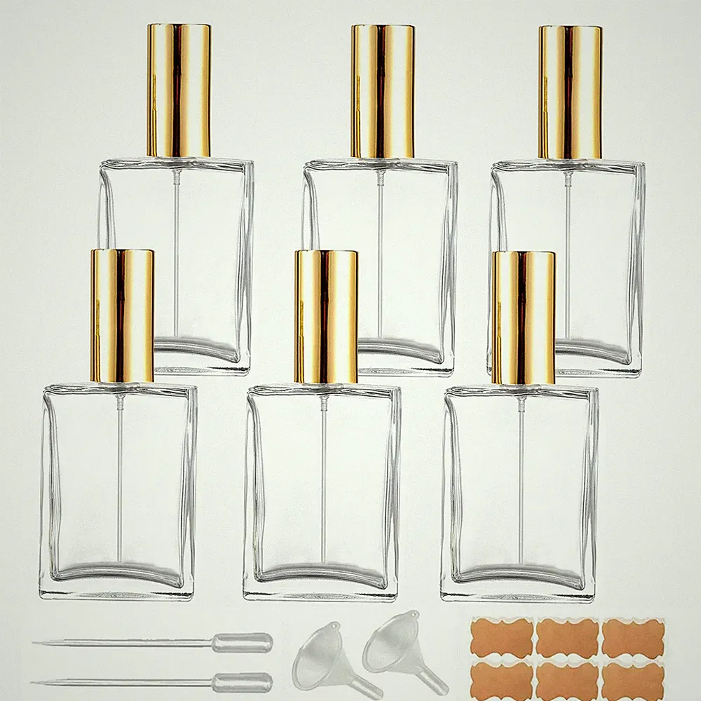 6 Pack 1.7 oz Clear Square Glass Spray Bottle for Essential Oil, 50ml /1.7 oz...