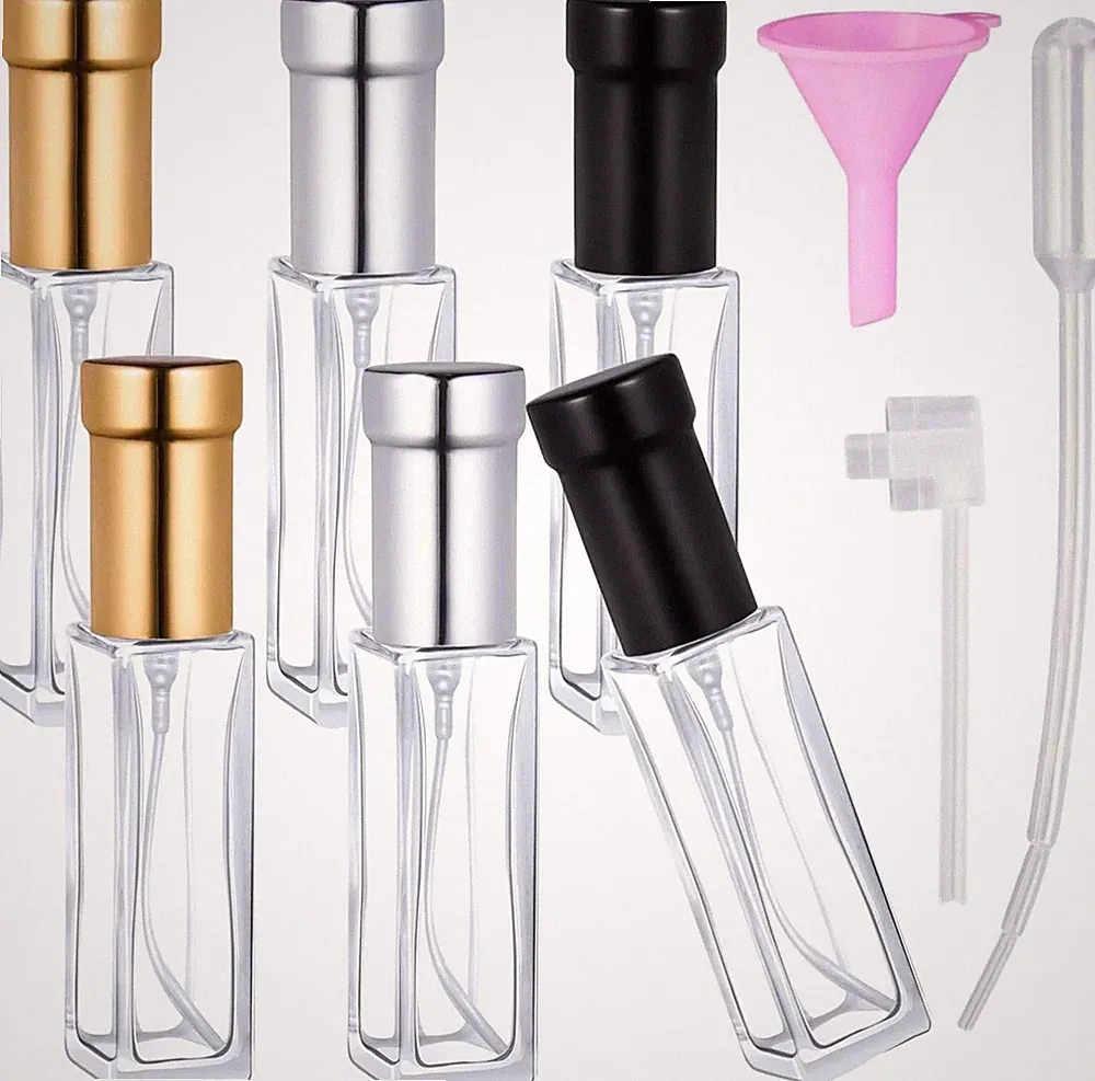 6 Pack 10ml Perfume Travel Refillable Bottles Leak Resistant Empty Glass Spray