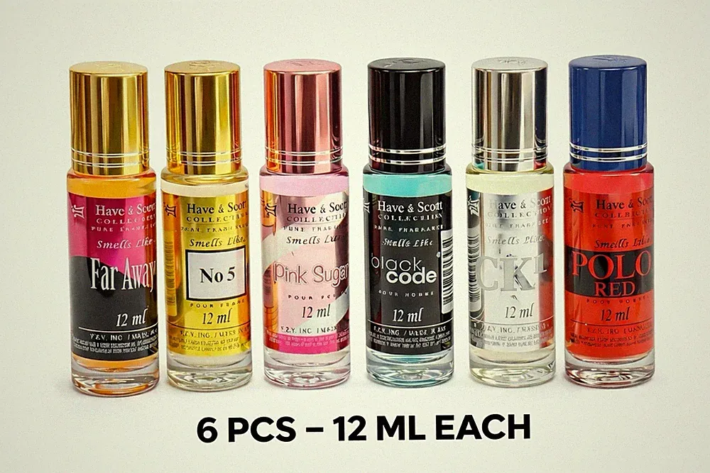 6 PCS Roll On Perfume Oil Set - 12ml Each- Travel Size-Designer Inspired Scents