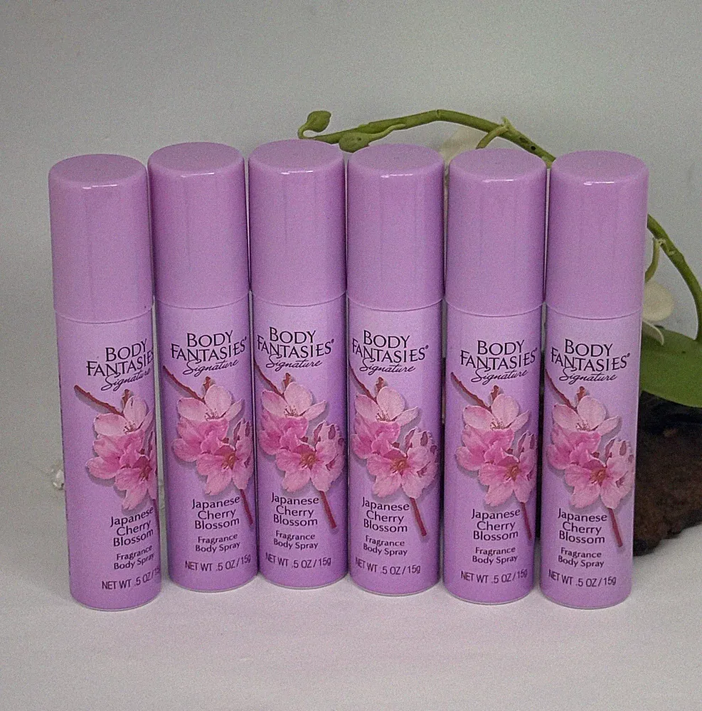 6x Body Fantasies Fragrance Body Spray - Japanese Cherry Blossom - .5 fl oz -New