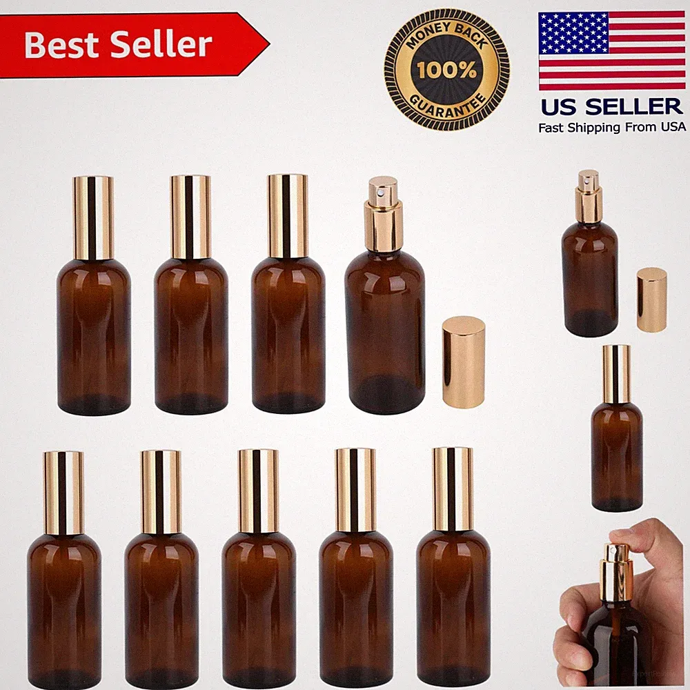 9 Amber Glass Atomizer Spray Bottles 100ml - Stylish & Eco-Friendly Solution