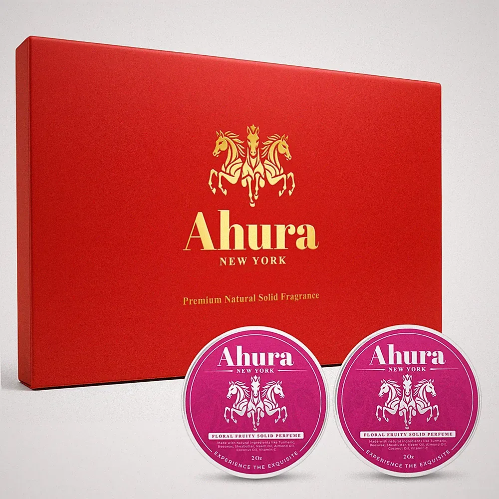 Ahura Herbal Floral Solid Perfume Balm for Women, 4 oz (2 Pack Gift Box)
