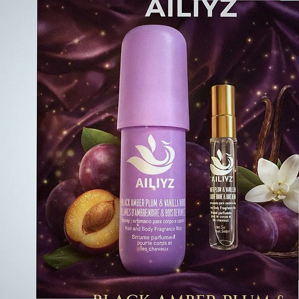 AILIYZ Perfume Mist Gift Set Travel Size Black Amber Plum Vanilla Woods Jasmine
