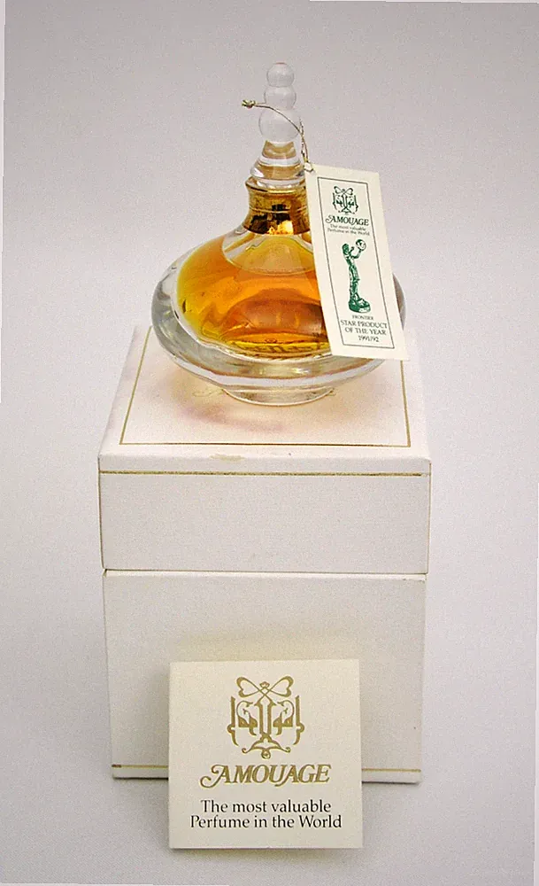 AMOUAGE PERFUME HAND POLISHED CRYSTAL BOTTLE SEALED 1/4 fl. oz w/ TAGS & BOX