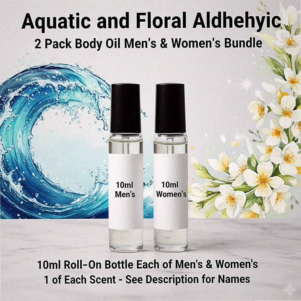 Aquatic and Floral Aldehydic 2 Pack 10ML RollOn Perfume Body Oil Bundle