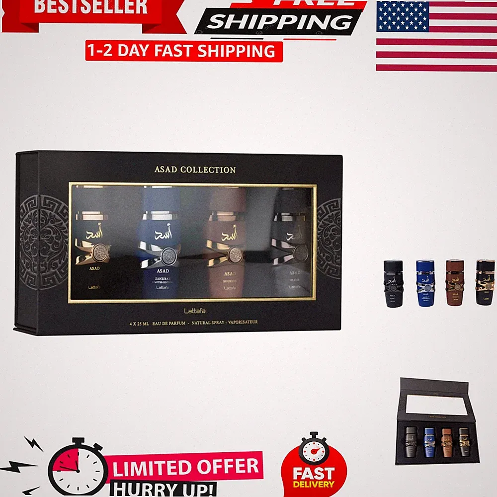 Asad 4-Piece Gift Set 25ml – Men's Oriental Fragrance Collection | Asad, Elix...