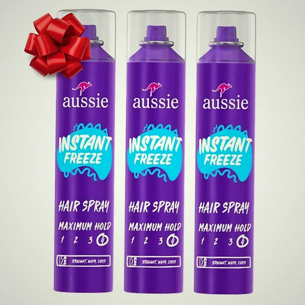 Aussie Instant Freeze Hair Spray for Extreme Hold Fresh Citrus 10 Fl Oz, 3 Pack