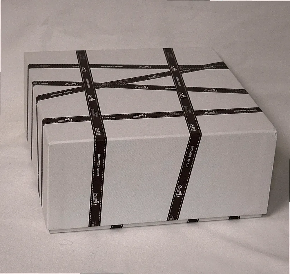 Authentic Hermes Voyage D'Hermes Perfume EMPTY White & Brown Gift Box - New