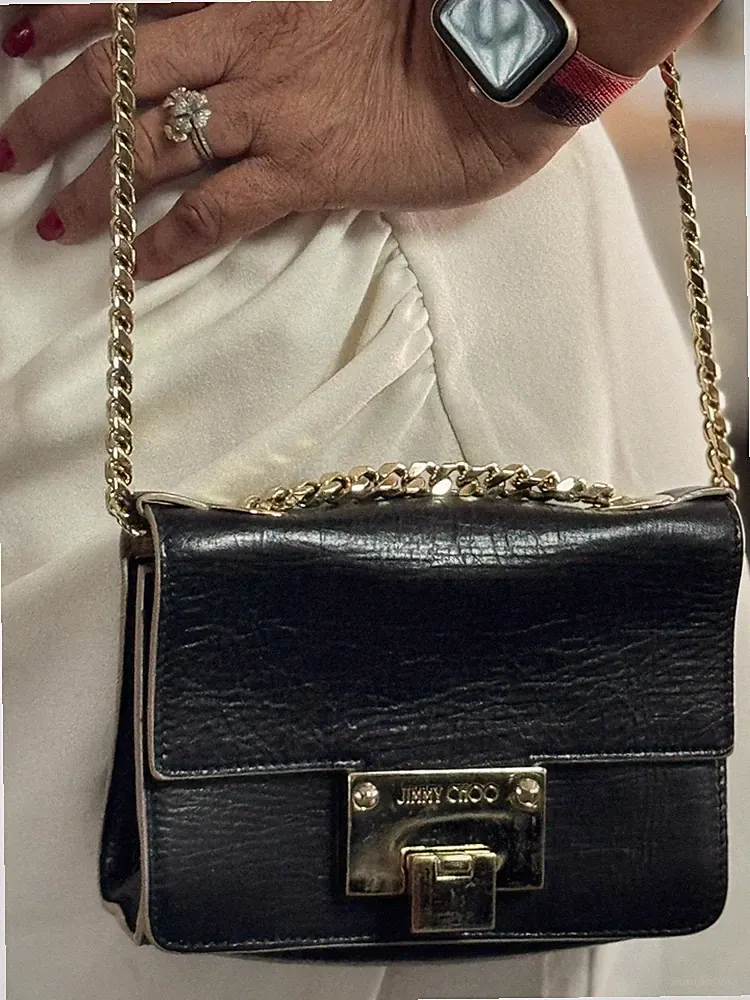 Authentic Jimmy Choo Rebel Soft Mini Crossbody Bag - Black Grained Leather