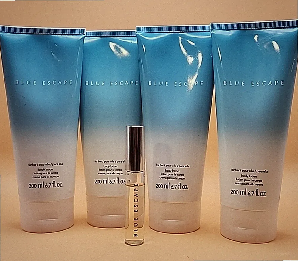 Avon Blue Escape for Her Perfume Rolette .24 oz & Lot of 4 Body Lotions 6.7 oz