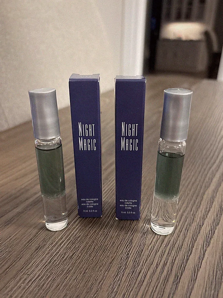 Avon NIGHT MAGIC Dual Action Roll On Perfume .3 Oz New 2007 Purse Size Set Of 2