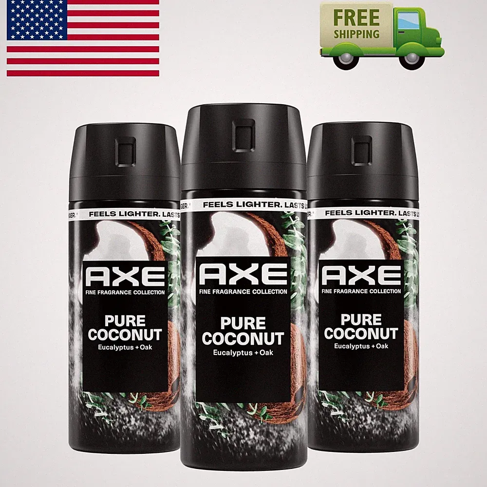 AXE Fine Fragrance Collection Body Spray 3 Count Pure Coconut 72 Hour Freshne...