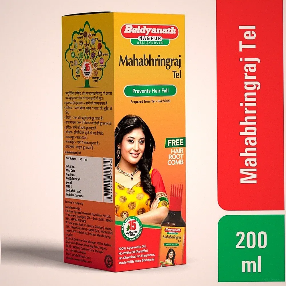 Baidyanath Mahabhringraj Oil Ayurvedic Hair Oil - 200 Ml + Free Hair Root Comb