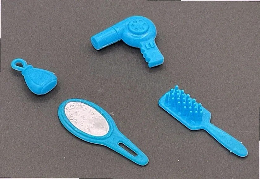 Barbie Blue Bathroom Accessories Hair Dryer Mirror Brush Perfume Bottle NICE